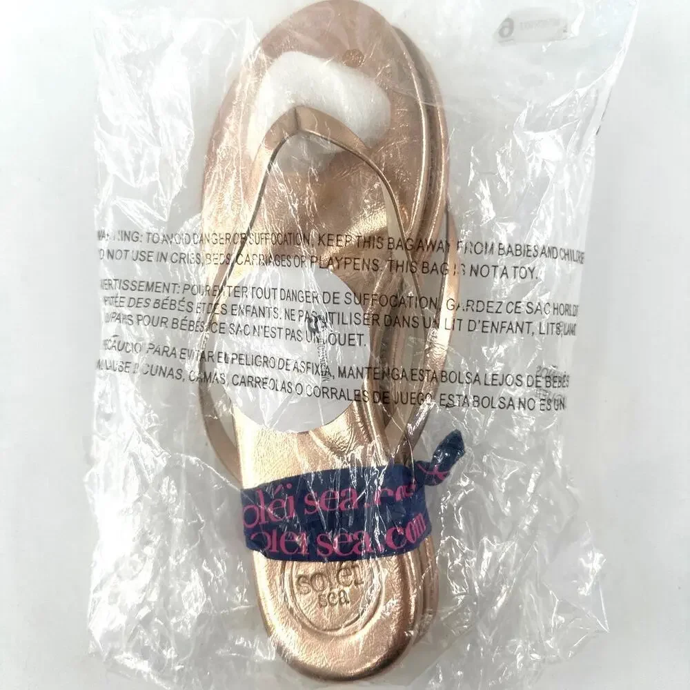 Solei Sea Women's Metallic Gold Copa Flip-Flop Sandals Size 6